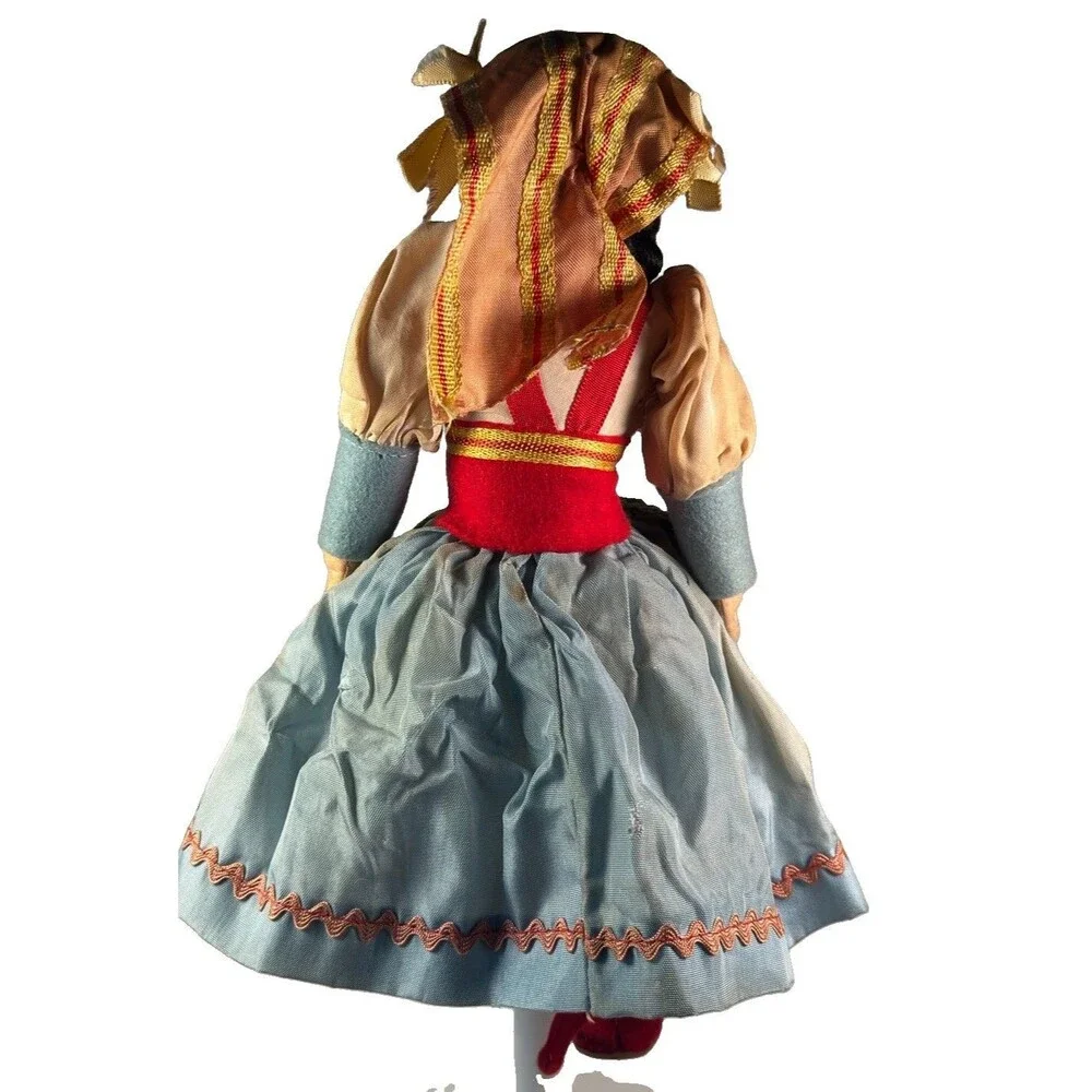 Vintage 1930s 1940s Italian Lenci Style Pressed Cloth Felt Costume Doll 10